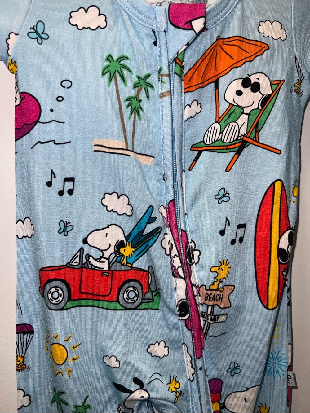 Peanuts Snoopy Light Blue Kids Footie One-Piece Pajama